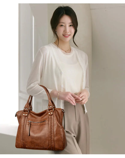 🍒Soft faux leather shoulder crossbody bags for women hot luxury handbag Designer casual tote office work bag Clever Faux Leather