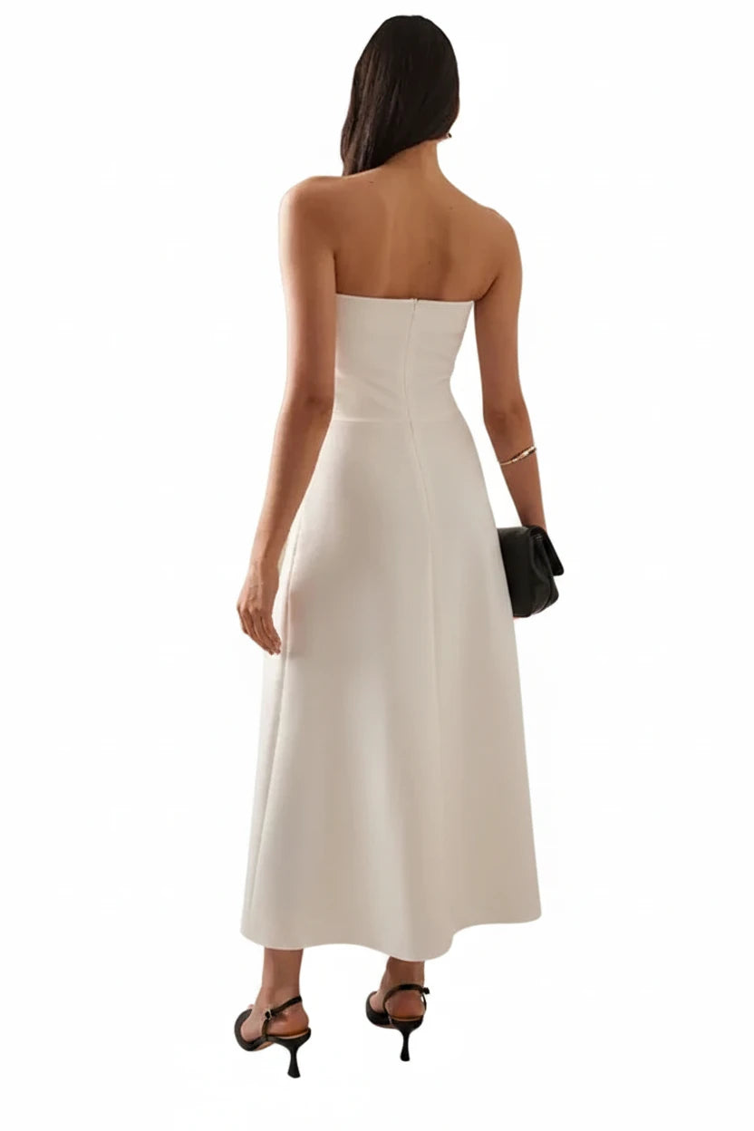 🍒strapless maxi dress with tiers folds womens slim fit off shoulder a-line gown sleeveless dresses female summer evening party wear Style To The Max