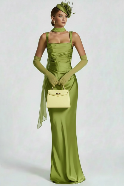 🍒Satin backless sleeveless long dress satin maxi outfits for women spaghetti straps lace-up back bodycon club wear party occasion clothing  Kool kiwi