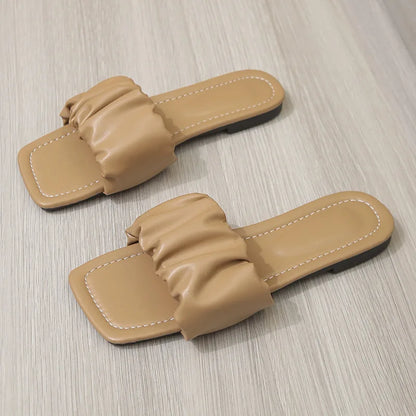 🍒Square flip flops flat large size women's summer sandals outdoor slippers square drape style shoes casual sandals Don’t Be Square Get This Lovely Pair