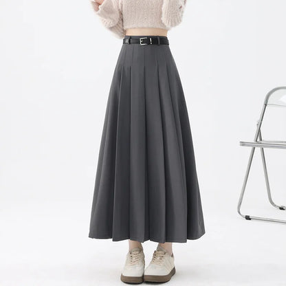 🍒Pleated maxi skirt fashion for women elegant wear with belt vintage  pleated clothing female fashion streetwear Com-PLEATly Cool