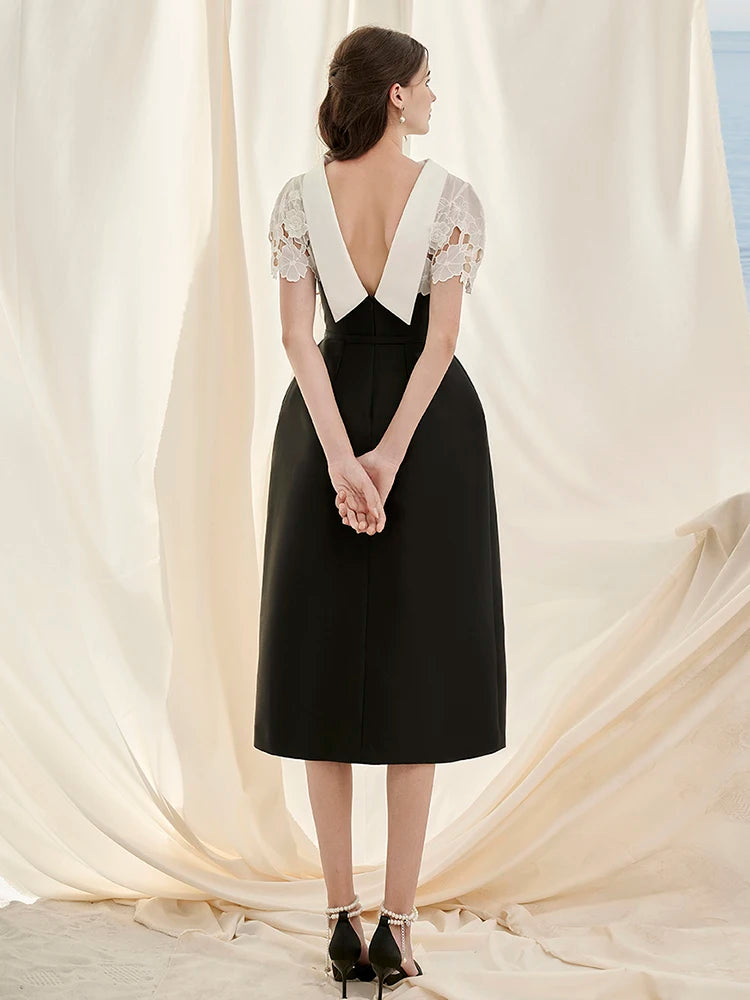 🍒Women's lace crochet dress backless summer fashion outfits trendy mixed media fashion high waist dress party occasion wear Laced With Clasic Style