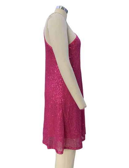 🍒Halter strapless dress sparkly women's clothes strapless sequin  mini outfit sleeveless party wear occasion wear clubbing wear Slip On A-Sensual Slippy Slip