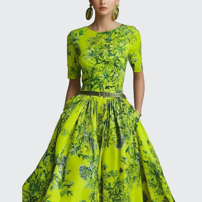 🍒Vacation outfit for woman boho beach dress high waist o-neck a-Line summer clothes short sleeve loose maxi dresses smart casual fashion beach party wear HOP-Per on this cool GRASS!