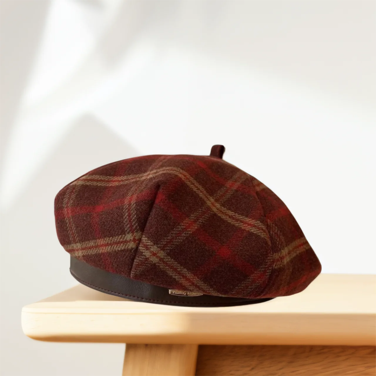 🍒Retro plaid beret hat women's autumn winter casual french hat simple woolen fashion check design cap 'Beret Warm