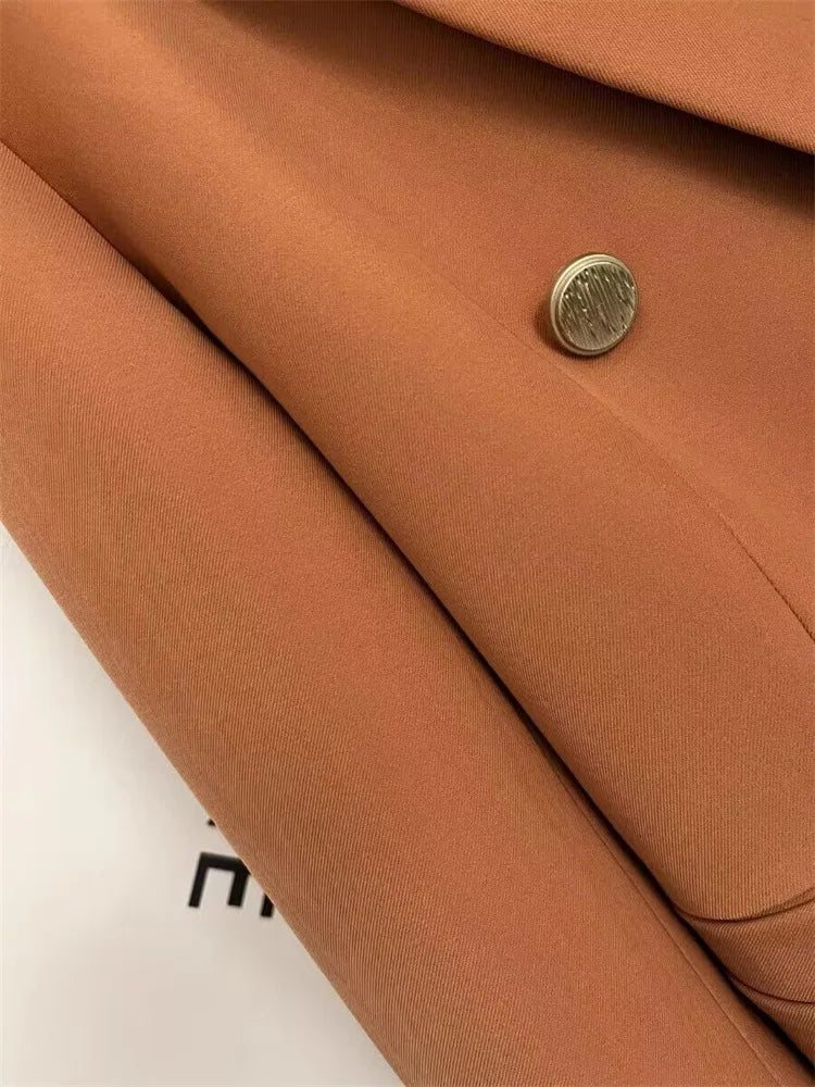 🍒Crop blazer for women long sleeve short double breasted Jacket smart casual outerwear  occasion spring and autumn fashion   Cream Of The Crop Cool