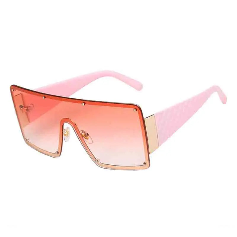 🍒Large frame sunglasses unisex womens rimless one-piece wide-rimmed sunglasses fashion eyeglasses UV400 protection See Through Fun Sunnies