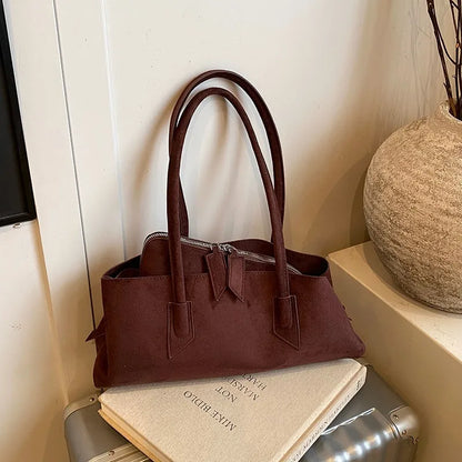 🍒Luxury faux suede bags designer handbags, special geometric layered retro shoulder bag for women axillary bags female daily commuter bag No Need To Per-suede