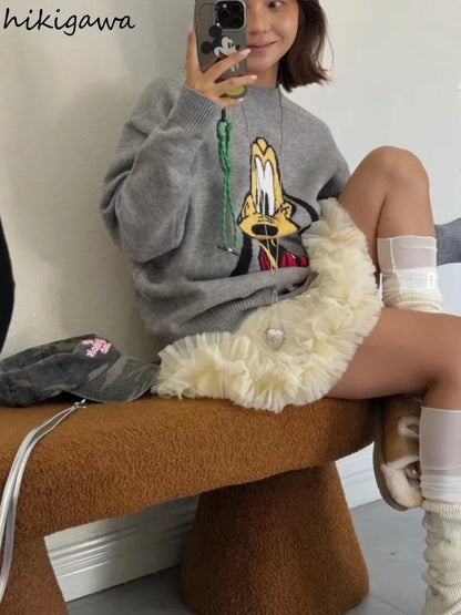 🍒Sweet girl fashion for women high waist a-line mini skirt cute pleated gauze summer clothing  y2k mesh skirts Mesh To Mini Mesh