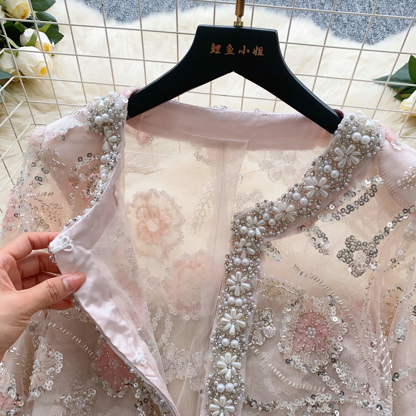 🍒Chic embroidered t-shirt sequin flora fashion for women summer wedding guest jacket party wear occasion wear Classy Cute Cover