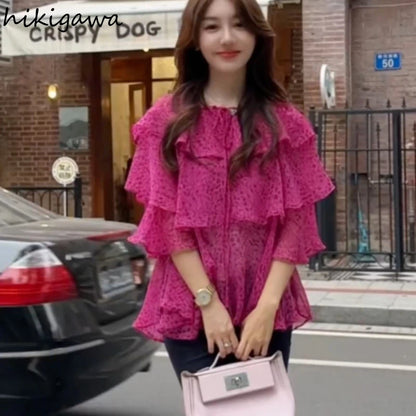 🍒Chiffon blouses for women fashion clothes oversized tops for summer blouse shirt smart casual going out tops Float Around Town  In your Flouncy