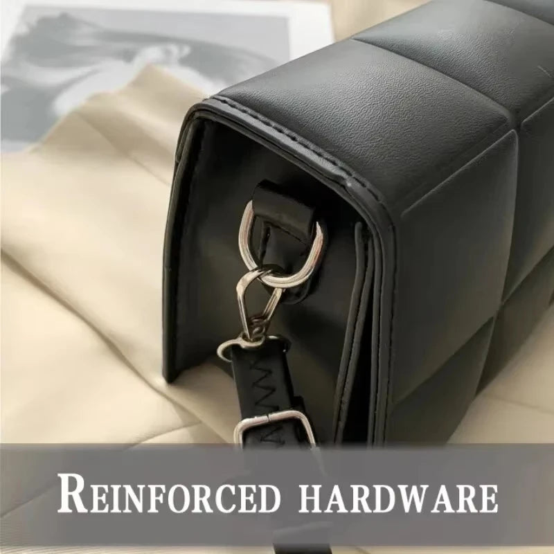 🍒Solid colour shoulder bag crossbody handbags female cushioned designer pu leather bags for smart casual accessory for women Chocolate Bag