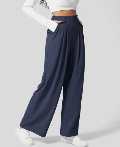 🍒Elegant women straight pants flowy solid colour high waisted trousers wide leg work wear female fashion clothes No Need To Put The Leg Work In To Get These Legs