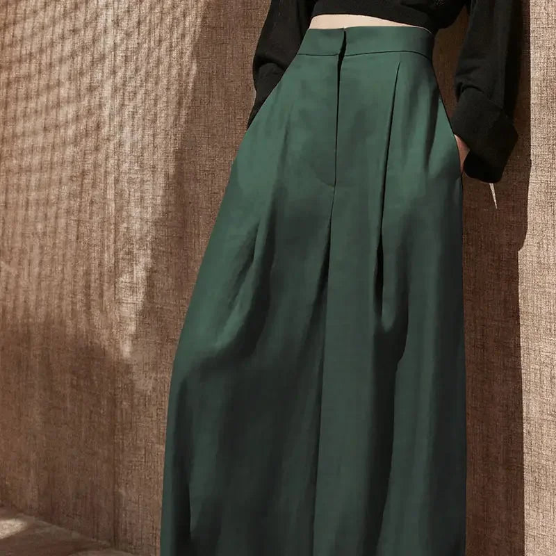 🍒Womans trendy trousers wide leg with pockets all season clothes comfortable stretch pants classic smart casual clothing party occasion wear Cover Yourself With Cool Clothes