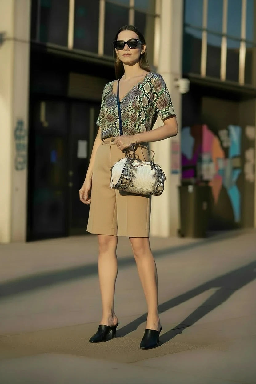 🍒Designer luxury bags for women crocodile pattern grab bag with top-handle hardware wild shoulder crossbody handbag with snake design  Sweet Slippy Snakey