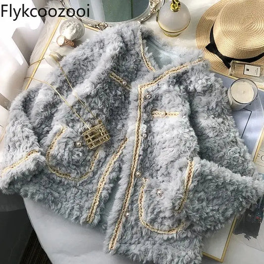 🍒Female lambs wool coat wear casual coats for women autumn winter clothing woollyJacket long sleeve It will be a SHEAR delight to wear this