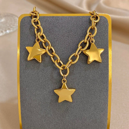 🍒Chunky star bracelet thick  stainless steel pendant chain silver bracelet for women gold plated stars wrist jewellery  you will be STAR-tled When You Get This