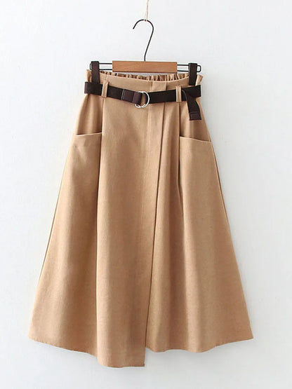🍒Casual skirts high waisted solid smart casual womens irregular fashion with pockets midi simple elegant a-line Every Day Irregular