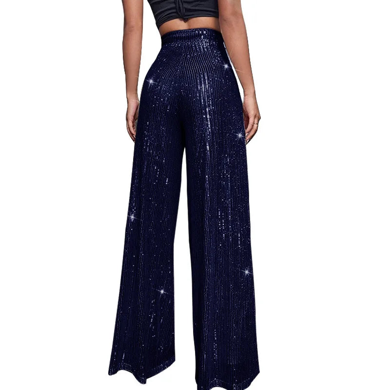 🍒High waist sequin flare pants sparkle loose casual wide leg trousers bell bottom trousers glitter clubwear party wear  Alls Flare In Glitz And Glam