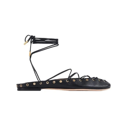 🍒Cross tie shoe round toe sandals open back  european and american niche light luxury cross tie round toe roman Sandals women's ballet shoes with medium heel shoes smart casual footwear for occasion party footwear Tick This Tie cross