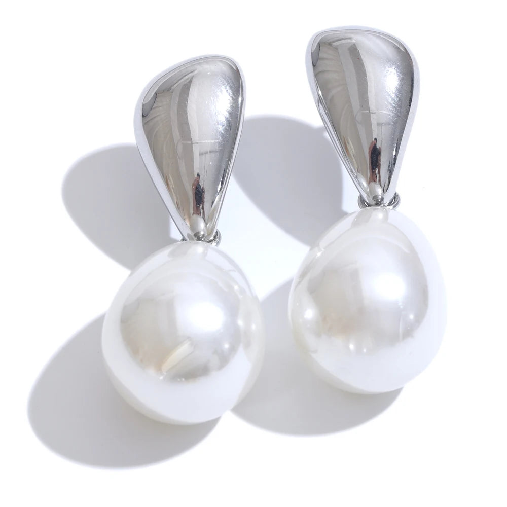 🍒Simulated pearls earrings drop earrings stainless steel stylish Versatile daily Jewellry occasion jewellery  Gift Pretty Perfect Pearl