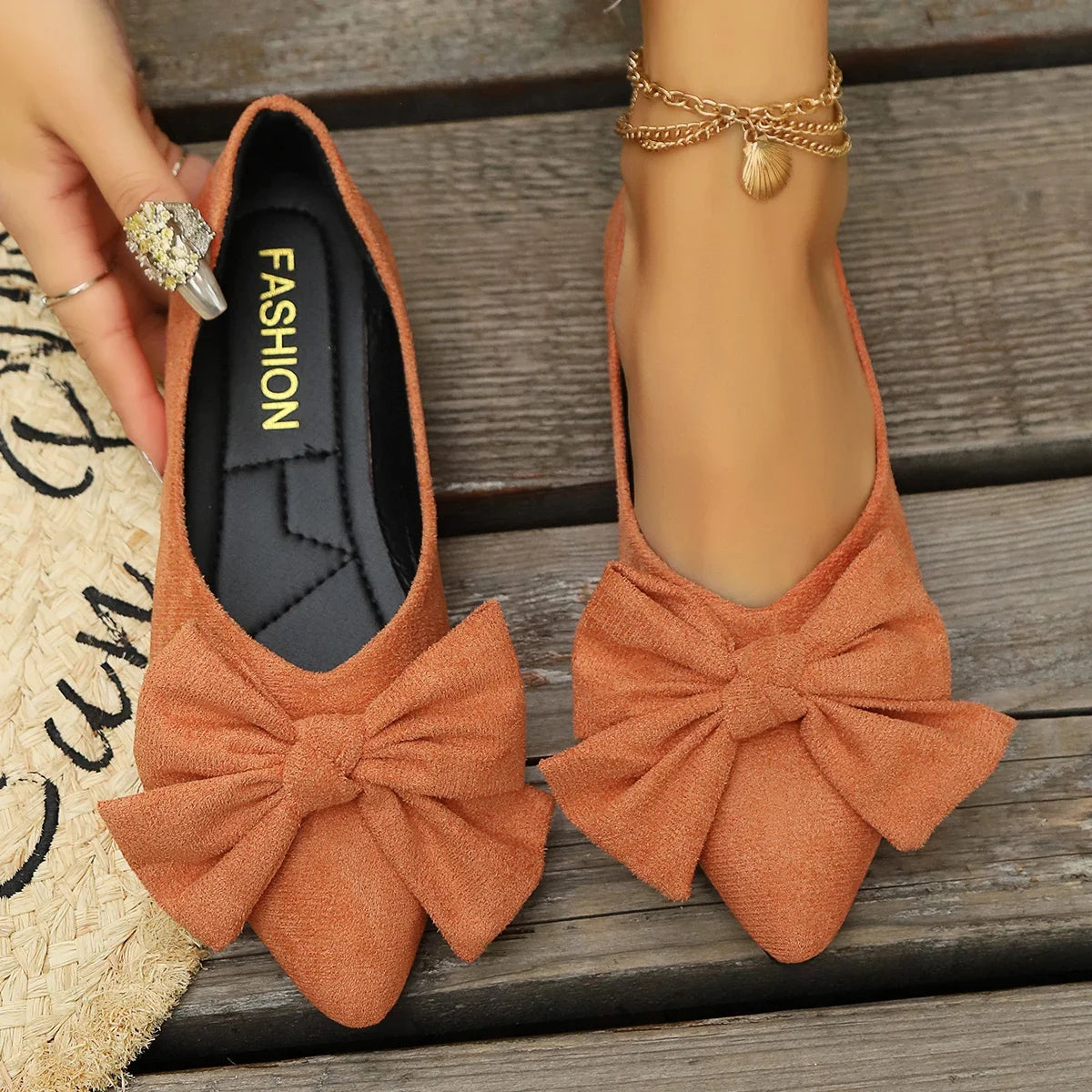 🍒Bow shoes flat fashion footwear comfortable and versatile genuine suede women's shoes smart casual simple wear-resistant flat occasion footwear for partes bottom bow outdoor slippers Walk BOW-ldly In Your Bows