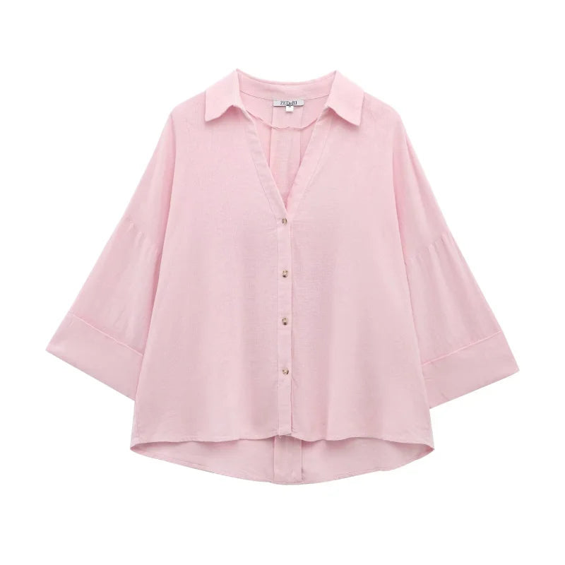 🍒Summer three quater sleeve shirt three quarter sleeve women's refreshing blend loose blouse tops simple casual shirt Y2K fashion Relax In Relaxed Classics