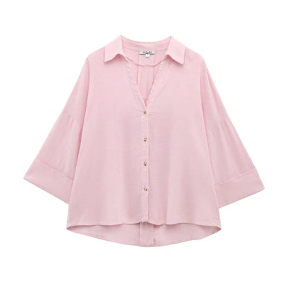 🍒Summer three quater sleeve shirt three quarter sleeve women's refreshing blend loose blouse tops simple casual shirt Y2K fashion Relax In Relaxed Classics