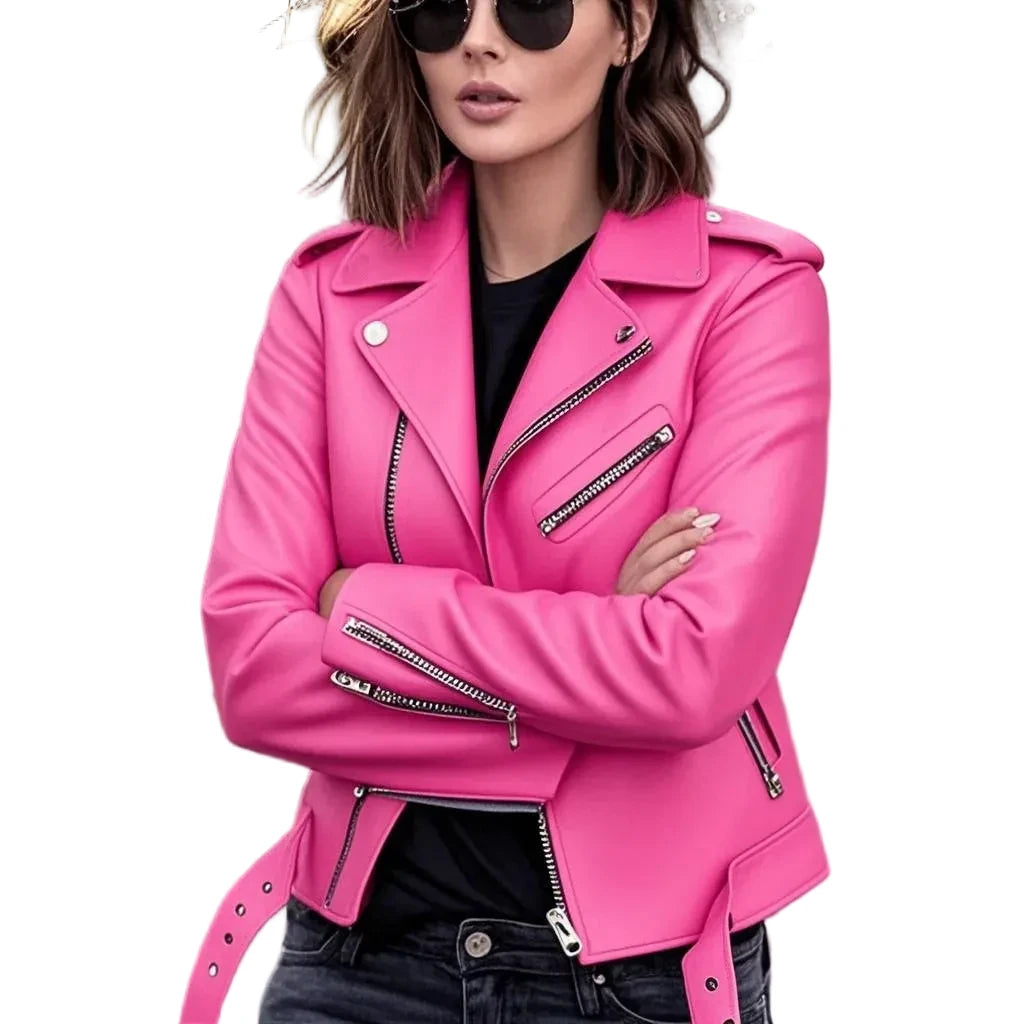 🍒Faux leather moto Jackets spring autumn fashion zip up outerwear smart casual biker jacket plus size outdoor clothes Get On The Moto Bike