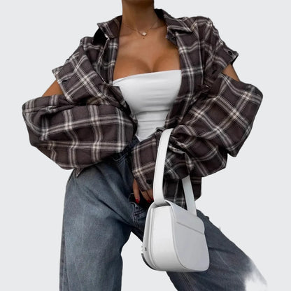 🍒Women's spring shirt Jacket checkered short-sleeved pocket retro luxurious chic trendy minimalist fashion check blouse designer comfy style clothing Dont Be Stale Mate Get This Checkers