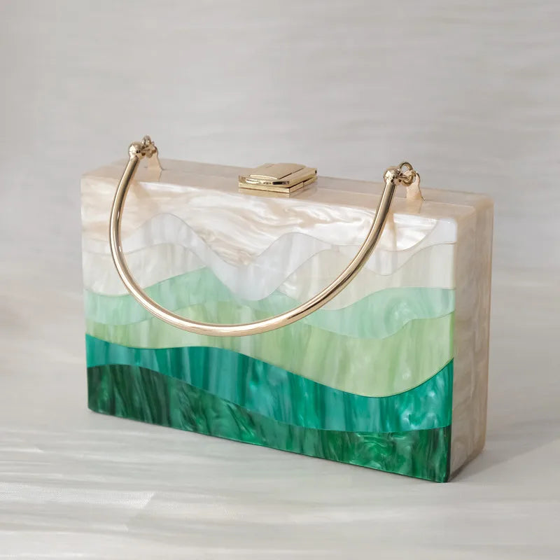 🍒Acrylic luxury handbag trendy handbags for women's fashion accessories boutique bag for  party wear evening bag cute wedding box bag vintage clutch occasion bags WAVE goodbye to boring bags with this SEA Green