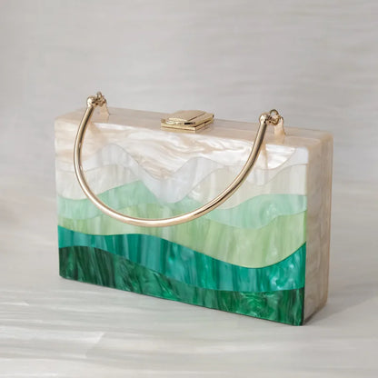 🍒Acrylic luxury handbag trendy handbags for women's fashion accessories boutique bag for  party wear evening bag cute wedding box bag vintage clutch occasion bags WAVE goodbye to boring bags with this SEA Green