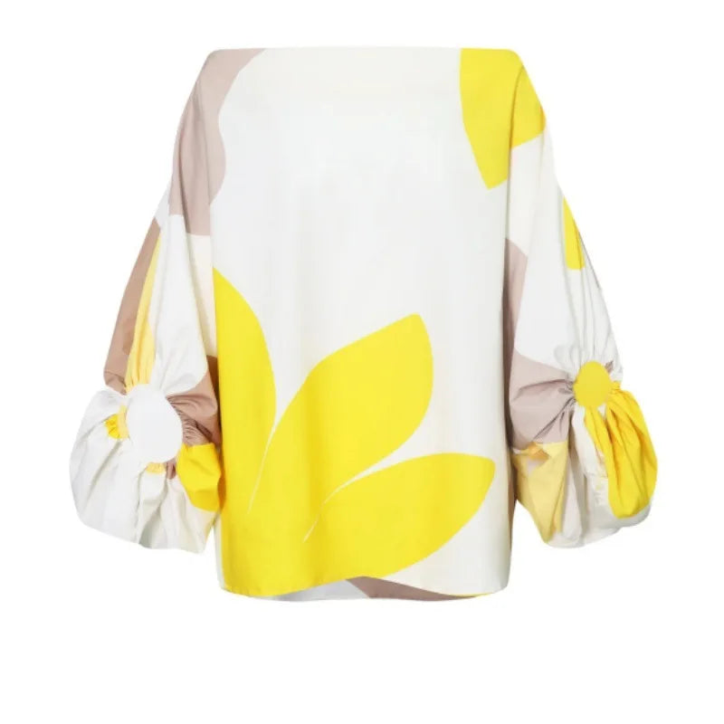 🍒Summer dress two piece set printed lantern sleeve top women with tassel hem and fitted a-line skirt smart casual wear party occasion outfit No Tossling With This Tassel