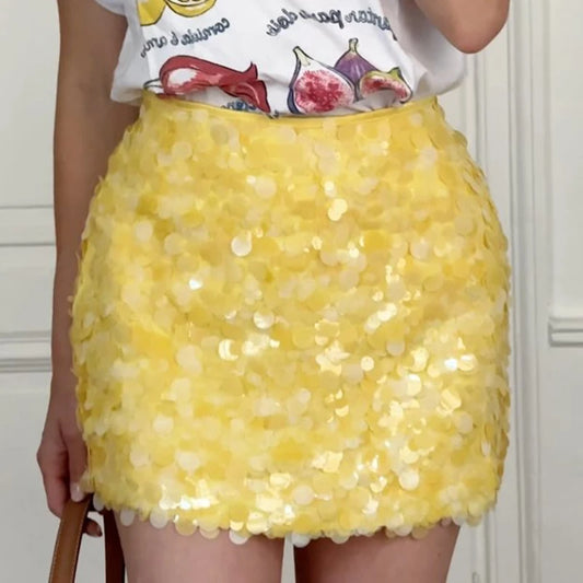 🍒Sequin mini skirt fashion slimming high-waisted shiny Socialite party wear elegant a-line mini skirts women's clothes smart casual occasion wear Sunshine In Your Mini