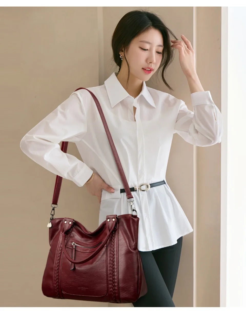 🍒Soft faux leather shoulder crossbody bags for women hot luxury handbag Designer casual tote office work bag Clever Faux Leather