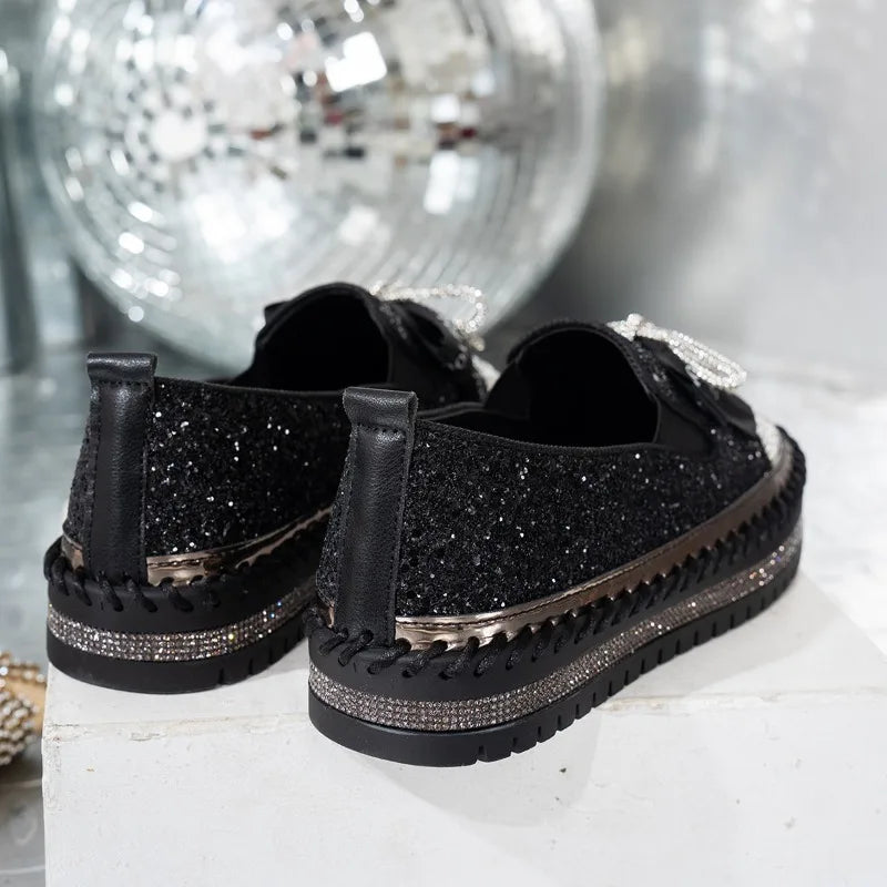 🍒Women smart casual loafer thick-Soled loafers comfortable outdoor non-slip flat shoes shiny occasion fashion slip-on Glitzy Gliders