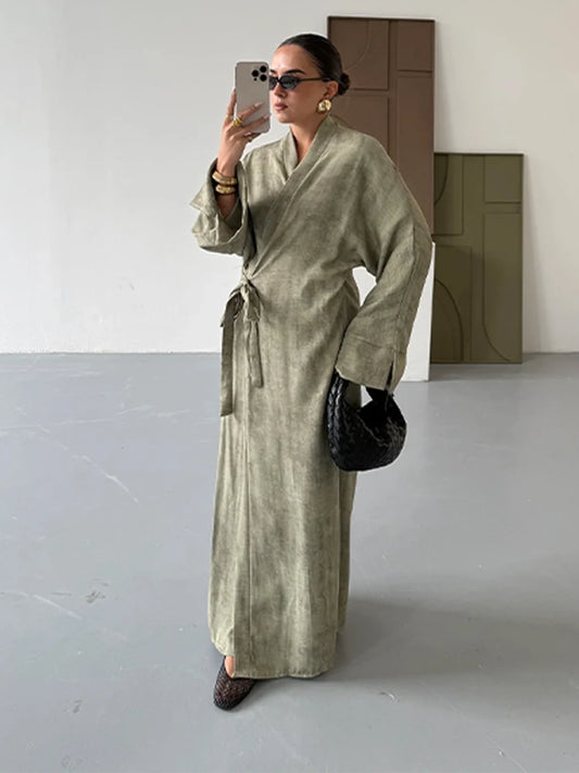 🍒Camouflage print maxi dress with side tie detail loose fit outfits  long elegant female party occasion wear oversized evening wear Camera -ouflage