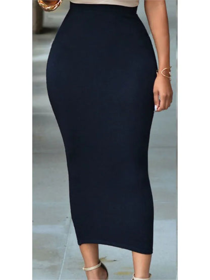 🍒Solid skirt for office casual hip hugging fashion clothes for women smart casual high wlaist bodycon long Skirt Slimmy stretchie