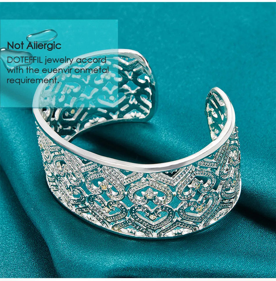 🍒925 Sterling silver bangle big 28mm heart bracelet silver woman's jewellery wedding engagement fashion party wear jewellery Wear Your Heart On Your Sleeve