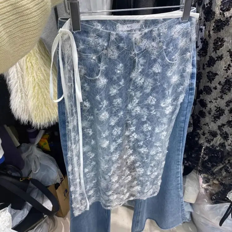 🍒Sheer floral skirt smart casual wear for women mesh outfit maxi fashion sweet girl fashion clothes evening wear streetwear  It Will Be A Sheer delight To Wear