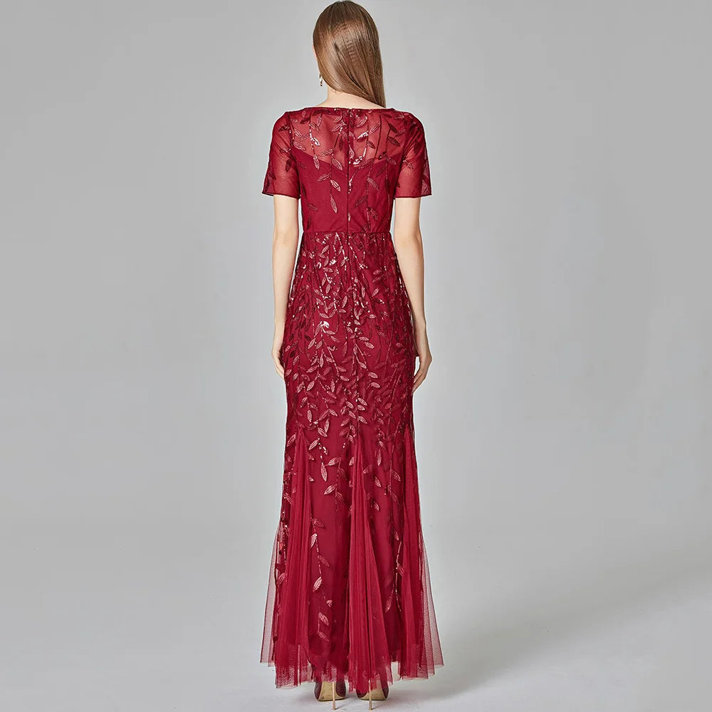 🍒Sequin maxi cocktail dress long bridesmaid prom outfit for special occasion party club bodycon vintage style clothing You'll Fish This Mermaid Out Time &Time