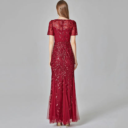 🍒Sequin maxi cocktail dress long bridesmaid prom outfit for special occasion party club bodycon vintage style clothing You'll Fish This Mermaid Out Time &Time