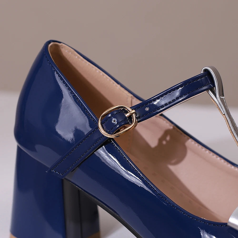 🍒T strap high heels round toe pumps women low platform shoes plus size available bow footwear for party wear wedding t-bar for special occasions Footwear With A Bow On IT