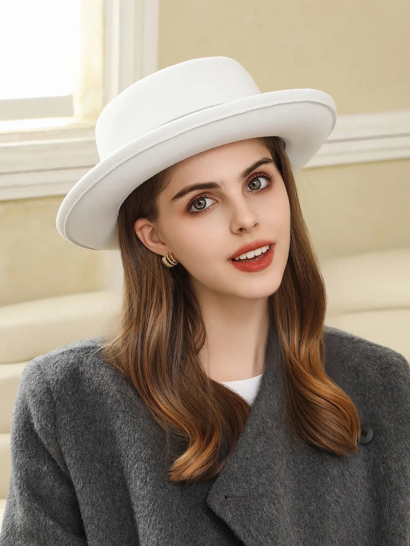 🍒Women's fall and winter hat wool felt fedora with side bow classic italian style hat rolled brim flat top fashion headwear  FED Up with DORA stealing your HATS get this and hide in your cool closet