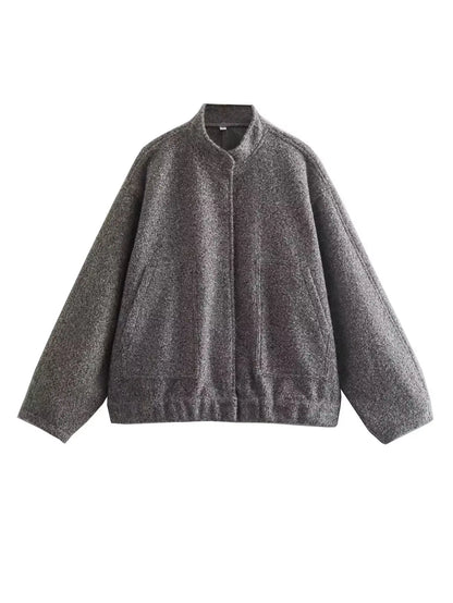 🍒Women's Jackets spring  autumn fleece vintage jacket oversized outerwear long sleeve  Bomber Jacket women