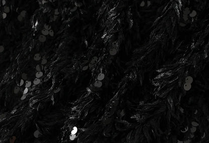 🍒A -line sequin skirt split long with feathers black vintage clothes for women occassion party wear fashion Shimmer Winner