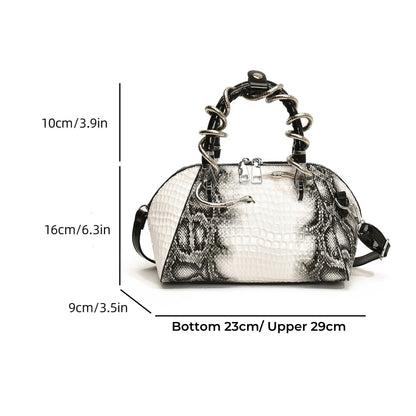 🍒Designer luxury bags for women crocodile pattern grab bag with top-handle hardware wild shoulder crossbody handbag with snake design  Sweet Slippy Snakey