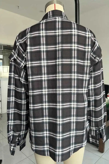 🍒Women's spring shirt Jacket checkered short-sleeved pocket retro luxurious chic trendy minimalist fashion check blouse designer comfy style clothing Dont Be Stale Mate Get This Checkers