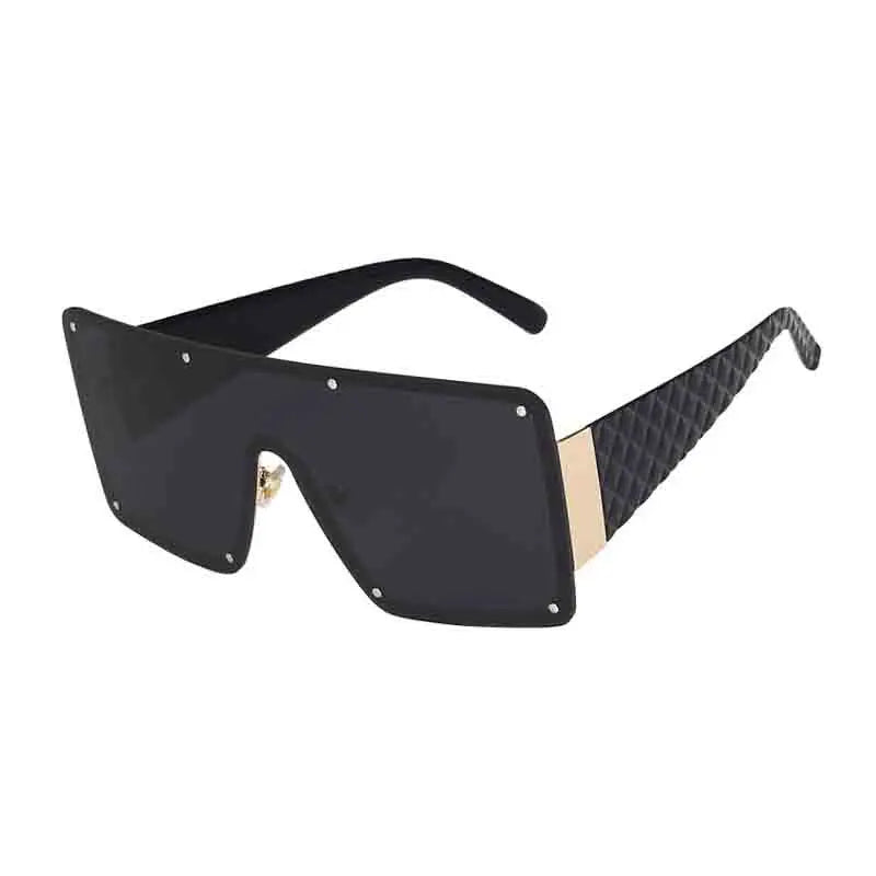 🍒Large frame sunglasses unisex womens rimless one-piece wide-rimmed sunglasses fashion eyeglasses UV400 protection See Through Fun Sunnies