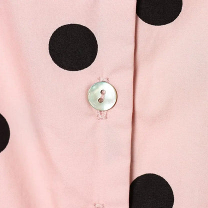 🍒Polka dot fashion pink Jackets spring/summer clothing printed loose cover up jacket top with stand collar chic casual clothing with drawstring detail  Bring Spring Sweet Thing